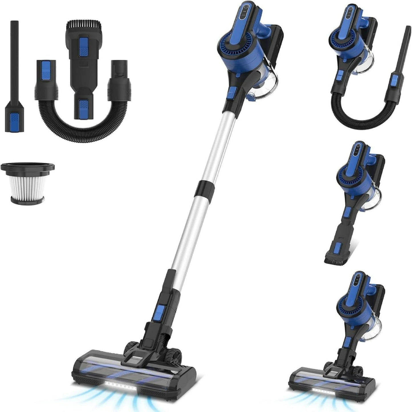 Cordless Vacuum Cleaner,30Kpa 60min Runtime Lightweight Stick Vacuum,8 in1 Self-Standing,Rechargeable Vacuum Cleaners for Pet Hair,Carpet,Hardwood Floor V870(Purple)