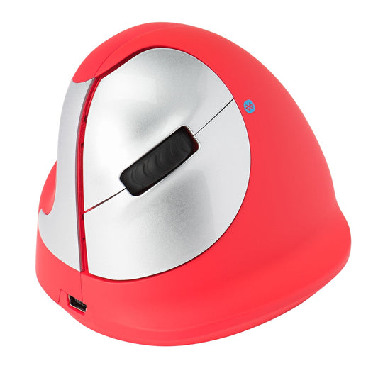 R-Go Tools Bluetooth Vertical Ergonomic Mouse, Left (Hand Size 165-185mm), Left-Handed, Red, Rechargeable, Resolution (DPI) 800/1200/1600/2400 for Windows, Mac, Linux