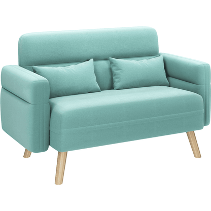 Renwick 46.5'' W Modern Fabric 2 Seater Sofa with Lumbar Pillows, Dark Gray