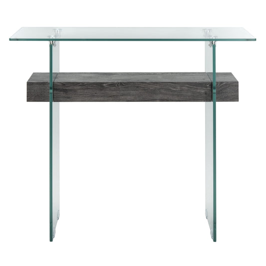 SAFAVIEH Kayley Rectangular Modern Glass Console Table, Black Oak