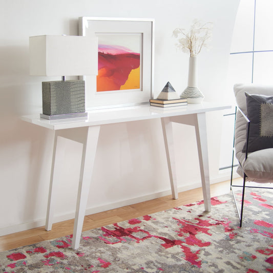 SAFAVIEH Manny Retro Mid-Century Lacquer Console Table White
