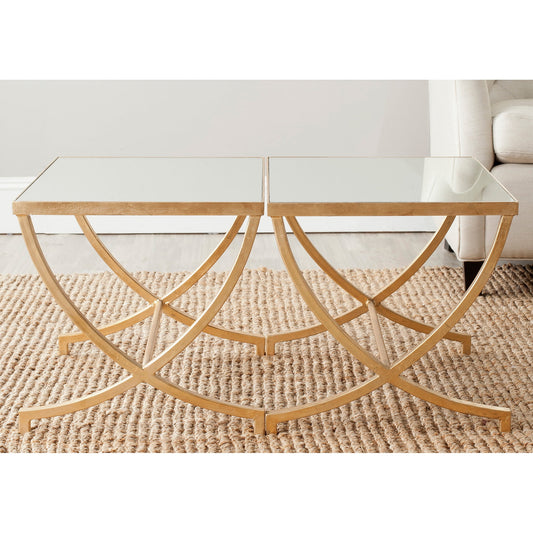 SAFAVIEH Maureen Mirrored Accent Table, Gold Leaf/Glass Top