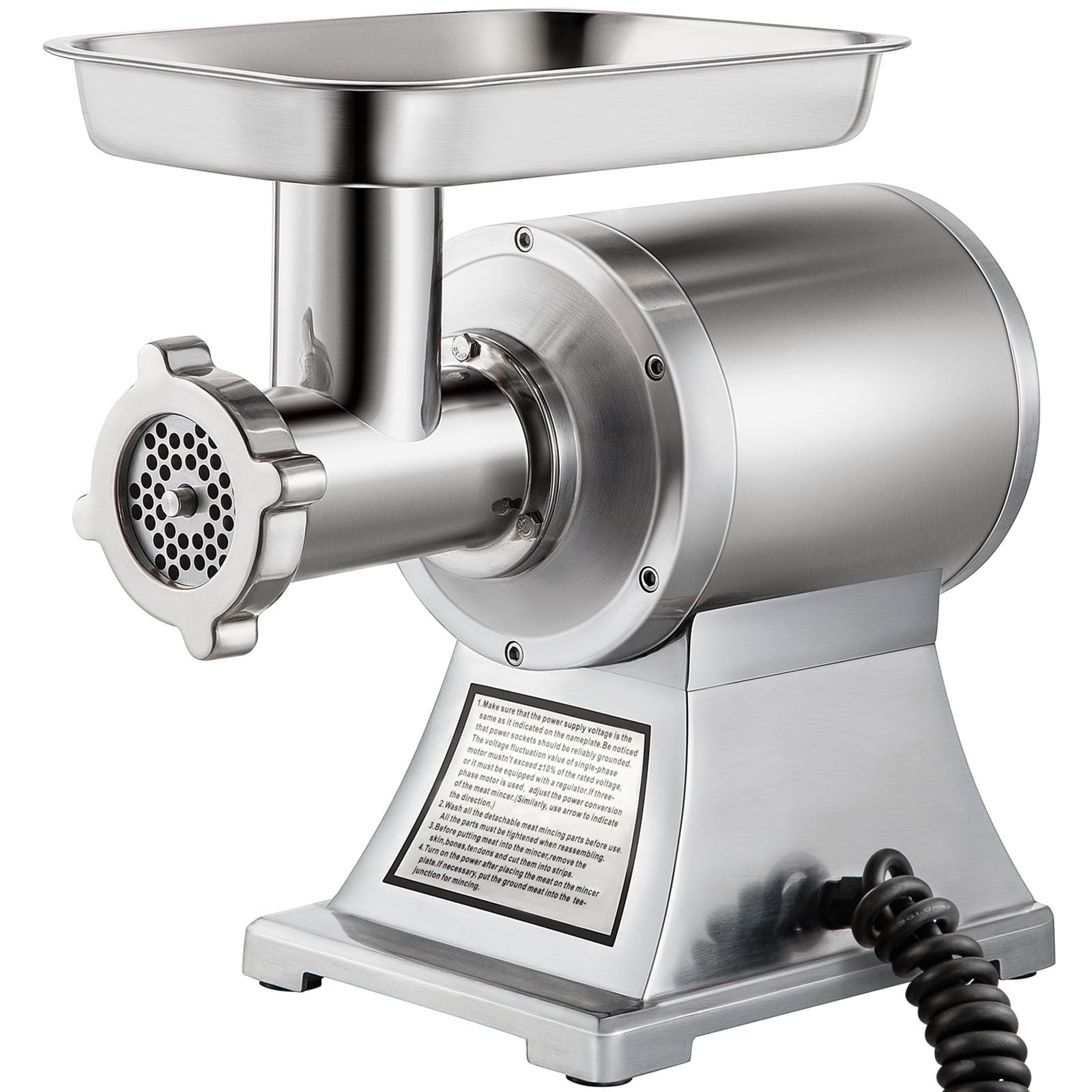 KFFKFF 550lbs/H Electric Meat Grinder,1100W Commercial Sausage Stuffer Filler Stainless Steel 220 RPM 1.5HP for Industrial and Home Use, 550LB, Sliver