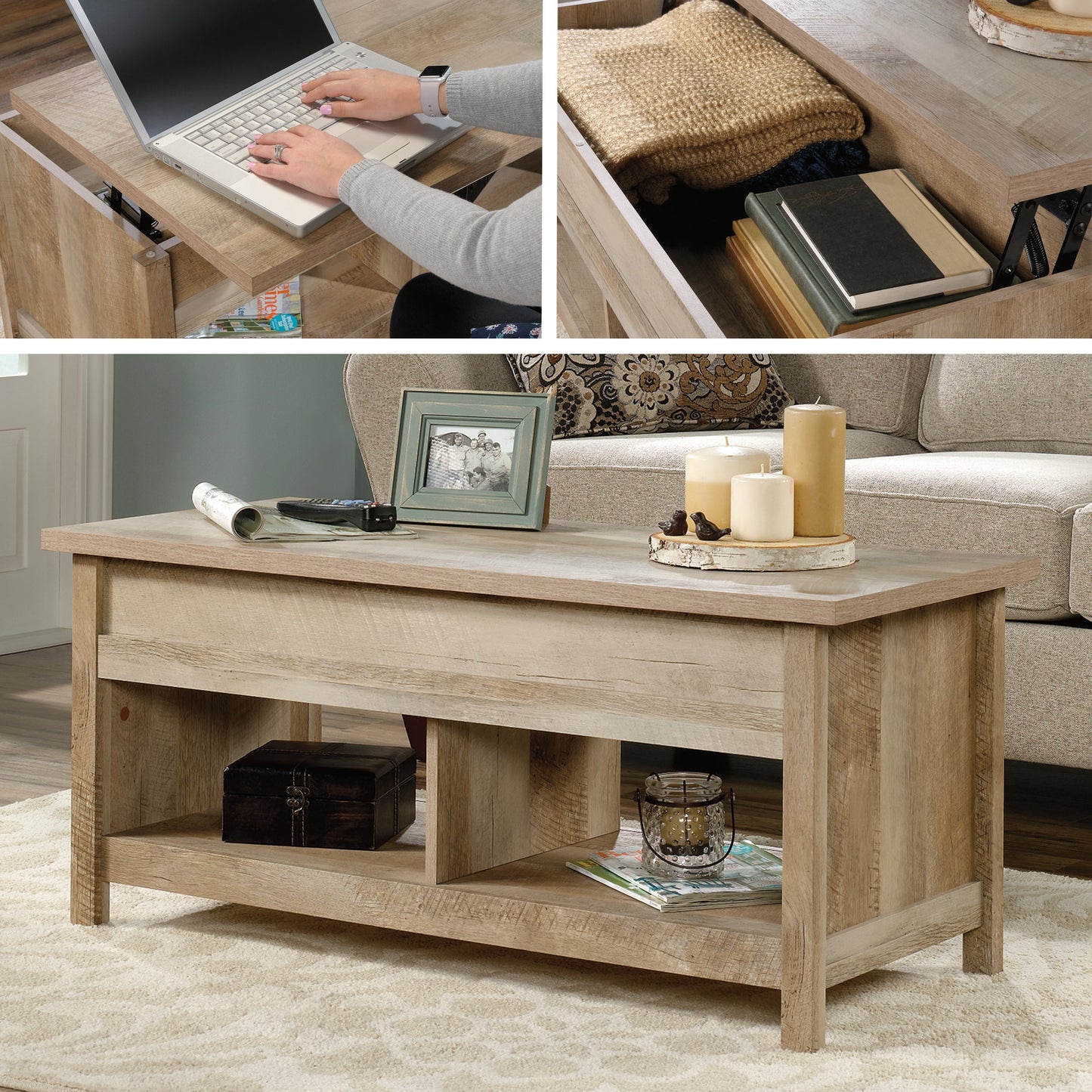 Sauder Cannery Bridge Lift-top Coffee Table, Mystic Oak Finish