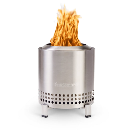 Solo Stove Mesa XL Tabletop Fire Pit with Stand | Low Smoke Outdoor Mini Fire for Urban & Suburbs | Fueled by Pellets or Wood, Stainless Steel, With Travel Bag, H: 8.6" x D: 7", 2.3 lbs, Silver