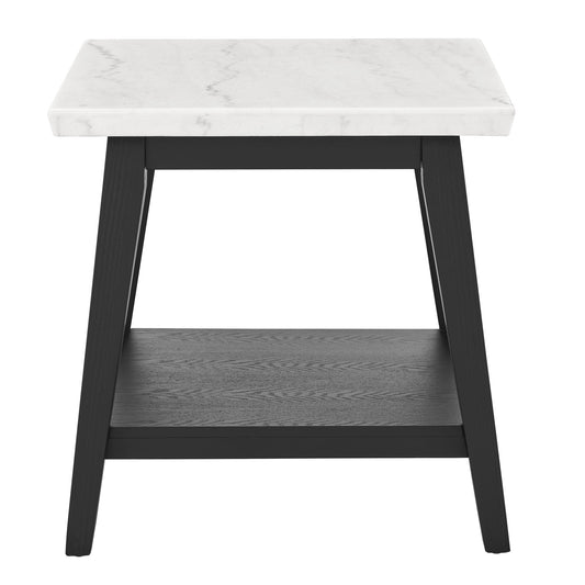 Steve Silver Vida Modern Genuine Marble Top 24" Square End Table, White