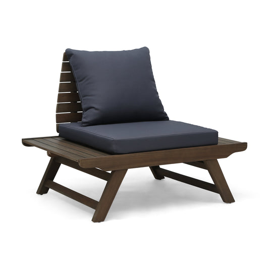Sudbury Acacia Wood Outdoor Club Chairs with Cushions, Gray, Dark Gray