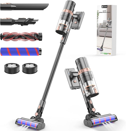 Sunnycome Cordless Vacuum Cleaners, 28Kpa 250W Stick Vacuum Cordless, 6 in 1 Rechargeable Aspirateur Sans Fil with Touch Display and Max 65 Mins Runtime