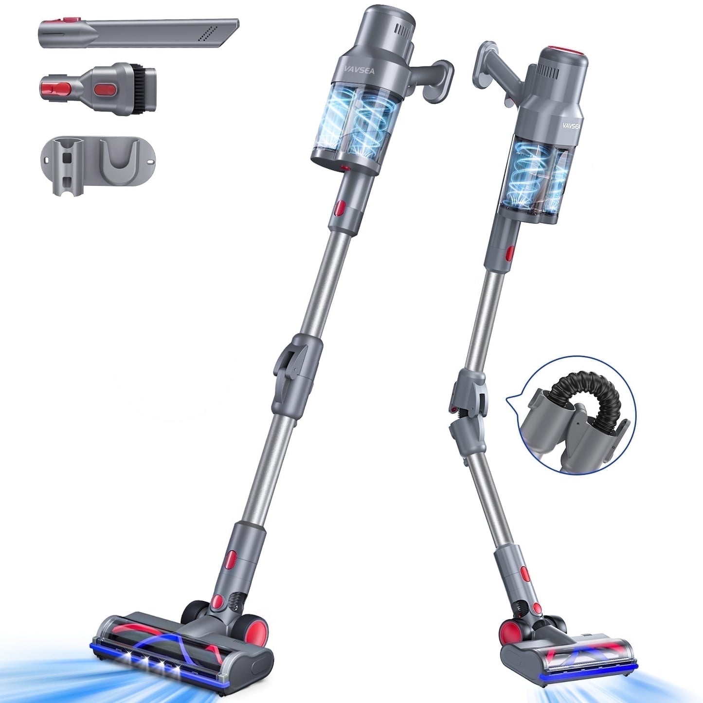 VAVSEA Cordless Vacuum Cleaner with Double Dust Cup, 38Kpa Lightweight Stick Vacuum Cleaners with 450W Brushless Motor for Home Hard Floor Carpet Pet Hair, New
