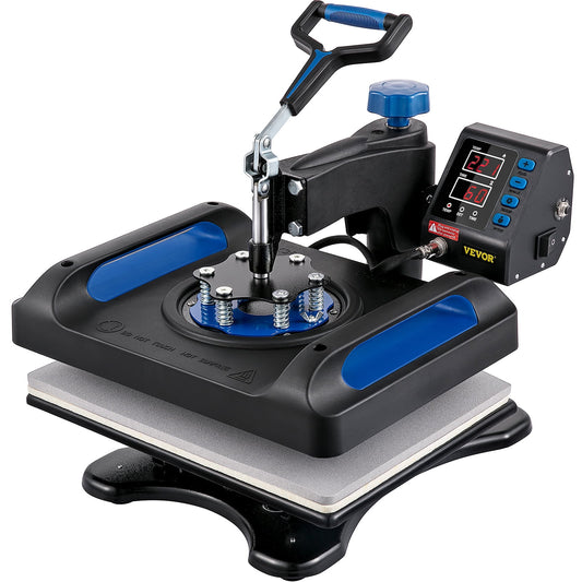 VEVOR Heat Press Machine, 12 x 15 inches, Fast Heating, 360 Swing Away Digital Sublimation T-Shirt Vinyl Transfer Printer with Anti-Scald Surface, for Canvas Bags, Pillows, ETL Listed, Blue