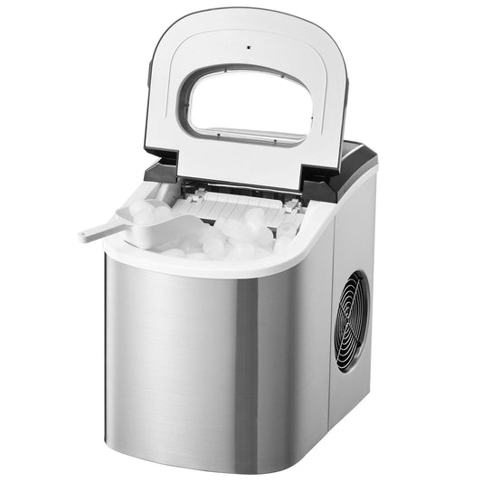 VEVOR Portable Countertop Ice Maker 33lbs/24H,Manual & Auto Refill Self-Cleaning with Scoop Basket,9 Cubes Ready in 7 Minutes, with Scoop and Basket 「00000000ABCDEFG」