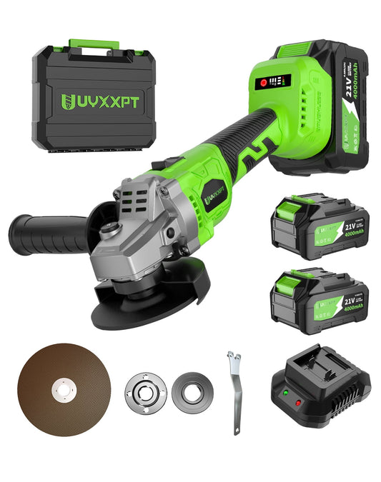 Xhy Cordless Angle Grinder with 2 Batteries and 4-1/2" Cutting Wheels 8500RPM Brushless Electric Metal Cutter for Precision Cutting and Grinding