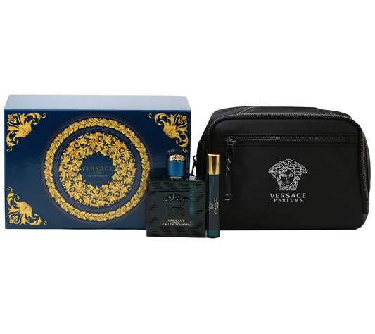 Versace Eros For Men Eau De Toilette Spray & Trousse Set