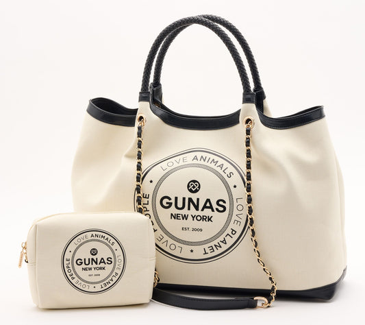 "As Is" Gunas New York Canvas Double Handle Tote with Pouch - Ruth
