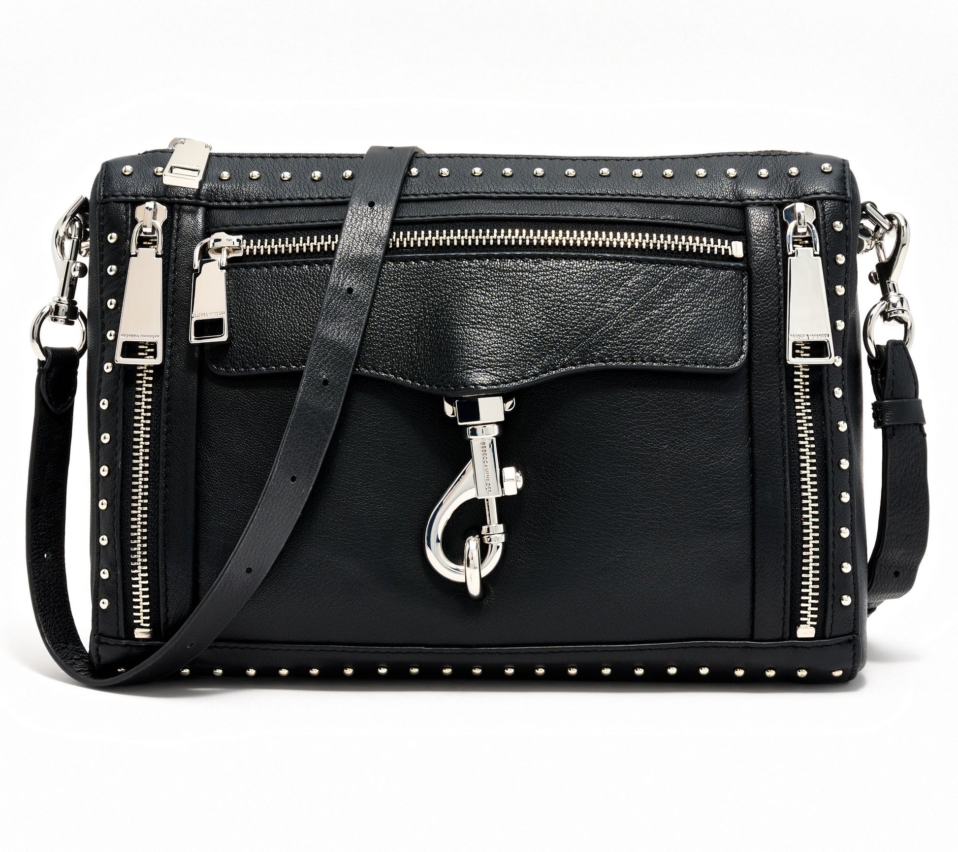 Rebecca Minkoff Studded MAC Leather Crossbody with Zips