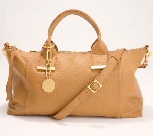 Vince Camuto Bubble Leather Taryn Satchel with Crossbody Strap