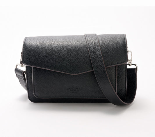 American Leather Co. Accordian Pebble Leather Crossbody -Troy