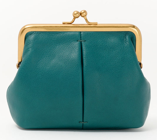 American Leather Co. Wolfe Frame Leather Kisslock Clutch