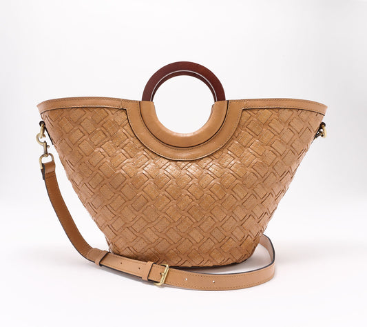 "As Is" Patricia Nash Braided Leather Luni Dome Tote w/ Strap