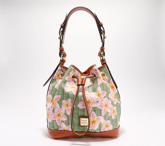 "As Is" Dooney & Bourke Coated Cotton Plumeria Drawstring Bag