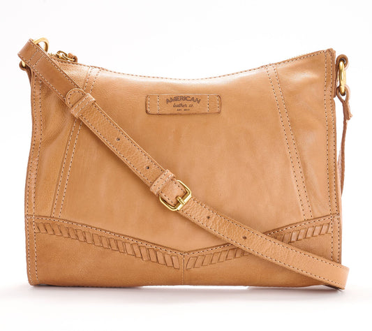 American Leather Co Greenwood Top Zip Leather Crossbody