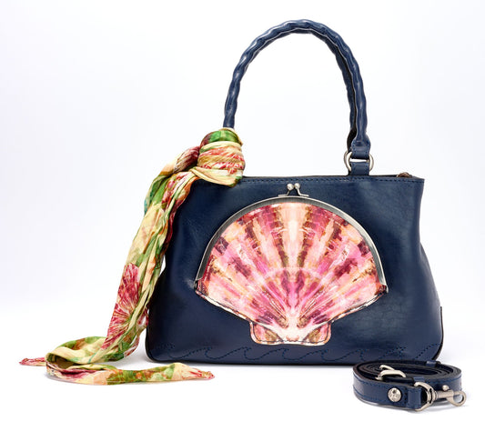 "As Is" Patricia Nash Leather Angela Tooled Seashell Frame Satchel