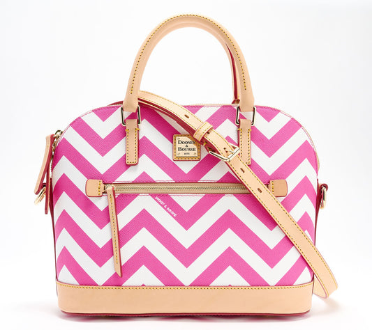 "As Is" Dooney & Bourke Coated Cotton Chevron Domed Zip Satchel