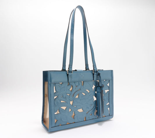 "As Is" Patricia Nash Gianella Leather & Mesh Cut Out Tote