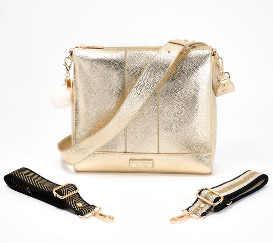 Pom Pom London Leather Westminster Messenger Bag w/ Multi Straps