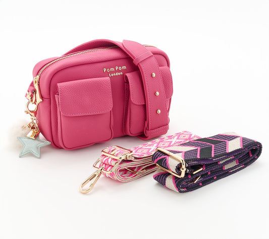 Pom Pom London Leather Chiswick Cargo Crossbody w/ Accessories