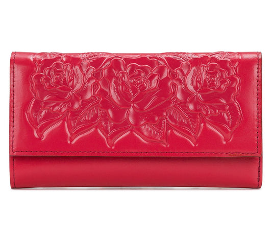 Patricia Nash Terresa Rose Tooled Wallet in Passion