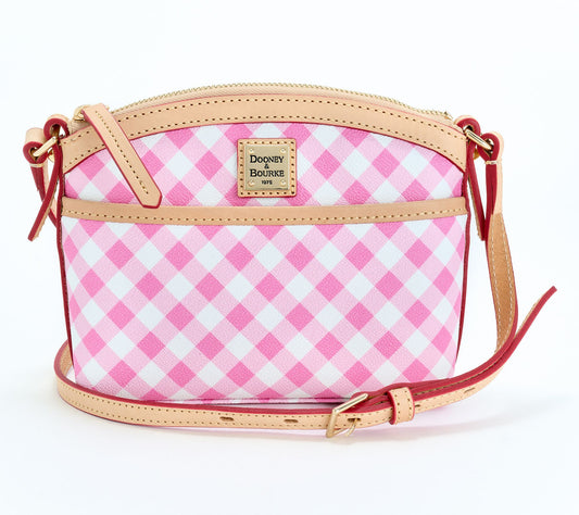"As Is" Dooney & Bourke Coated Cotton Gingham Domed Crossbody