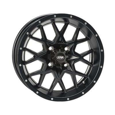 4/110 ITP Hurricane Wheel 12x7 2.0 + 5.0 Matte Black for Kymco MXU 300 2006-2014