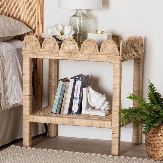 bali & pari Sumana Boho Side Table, 2-Tier, Natural