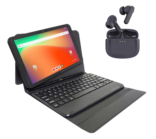 Visual Land Prestige 10.1&#34; 128GB Tablet w/ Keyboard Case &amp; ANC Earbuds