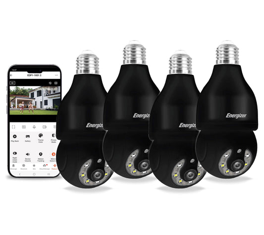 Energizer 2K Pan &amp; Tilt Light Socket Smart Camera 4-Pack