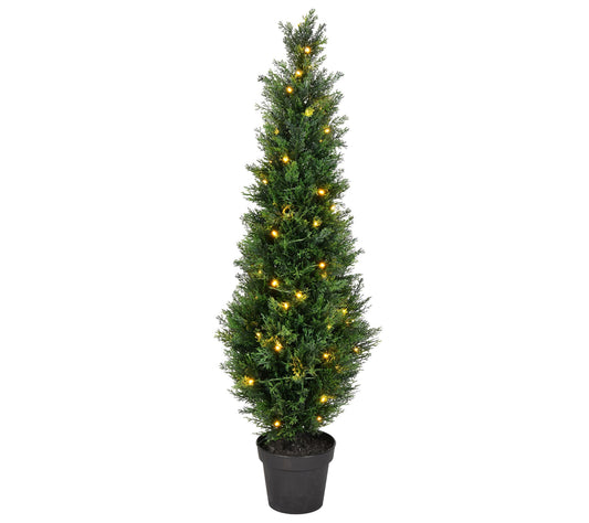 Vickerman 4' Artificial Potted Green Cedar Tree, Pre-lit