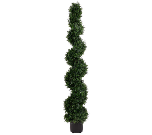 Vickerman 5' Artificial Potted Green Cedar Spiral Tree