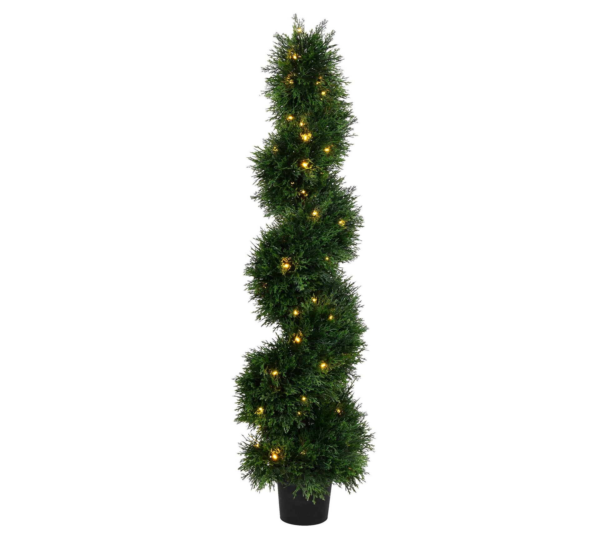 Vickerman 4' Artificial Potted Green Cedar Spirl Tree, Prelit