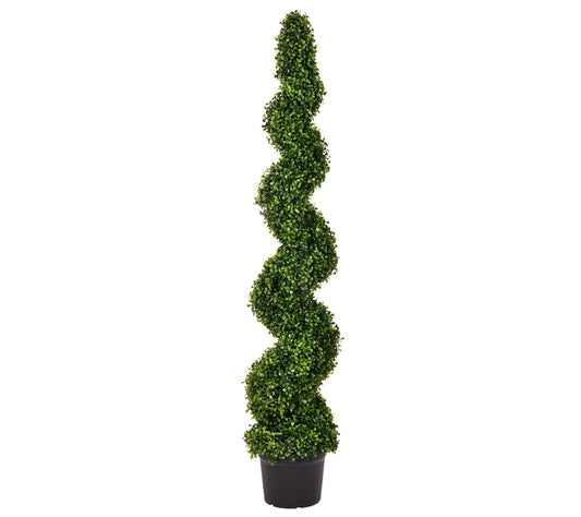 Vickerman 5' Artificial Potted Green Boxwood Spiral Tree