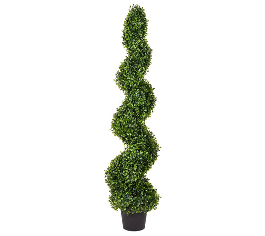 Vickerman 4' Artificial Potted Green Boxwood Spiral Tree
