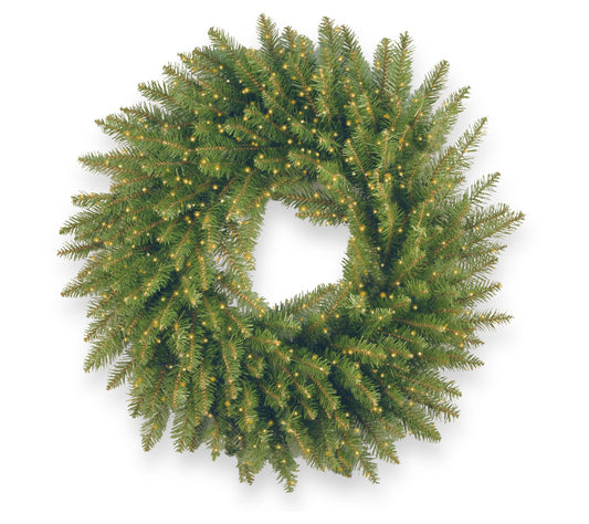 24" Kingswood Fir Wreath w/Batt Op Infinity Lights