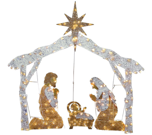55" Nativity Scene with White LED Lights
