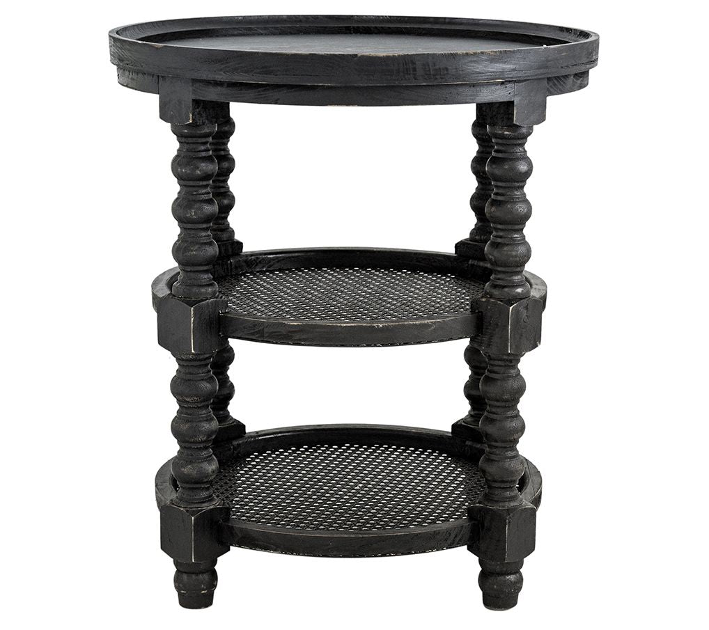 Wood Dolloped Round Side Table by Valerie