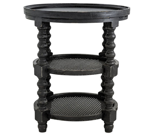 Wood Dolloped Round Side Table by Valerie