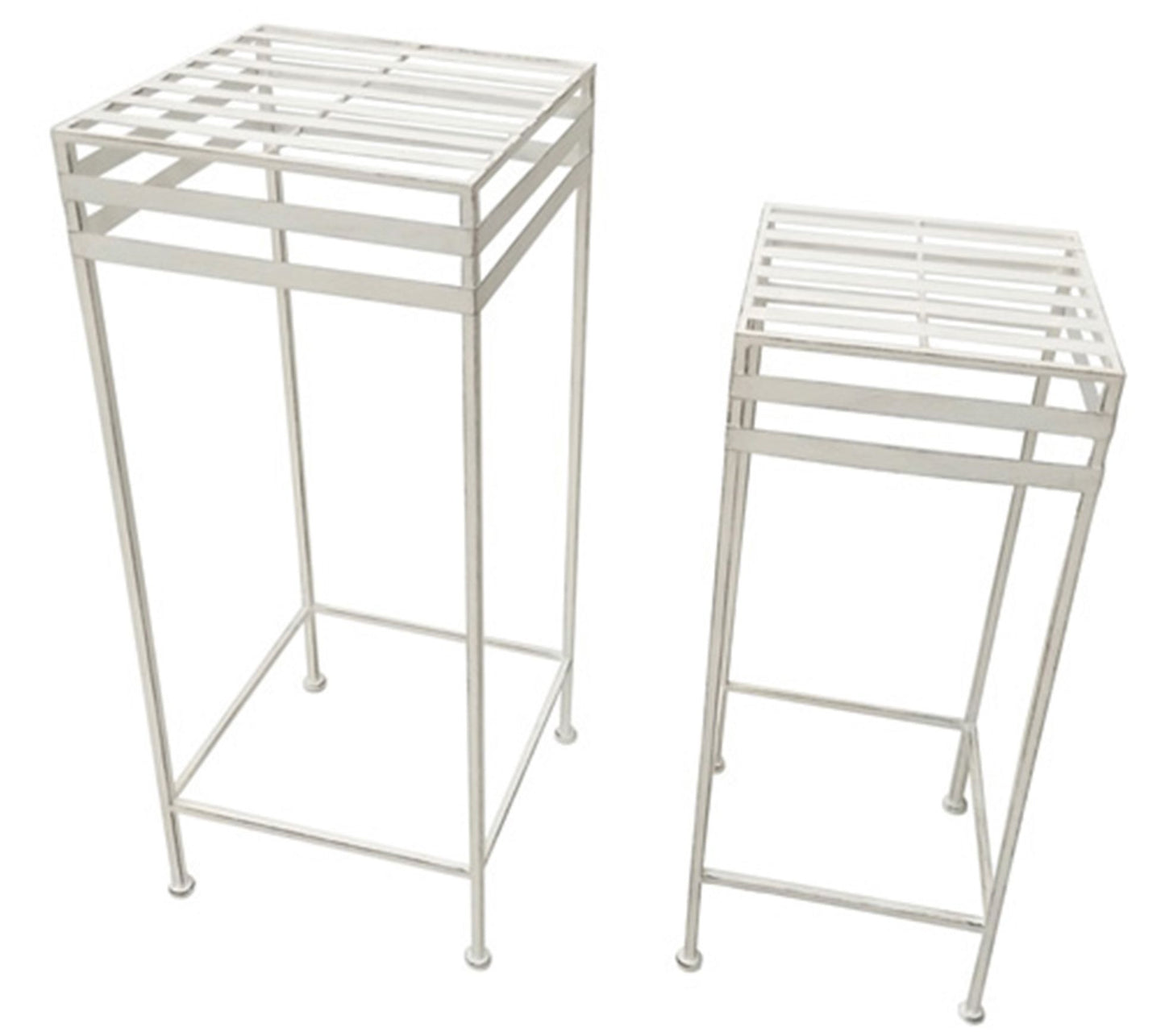 White Iron Plant Stands, Two Nested by Santa'sWorkshop