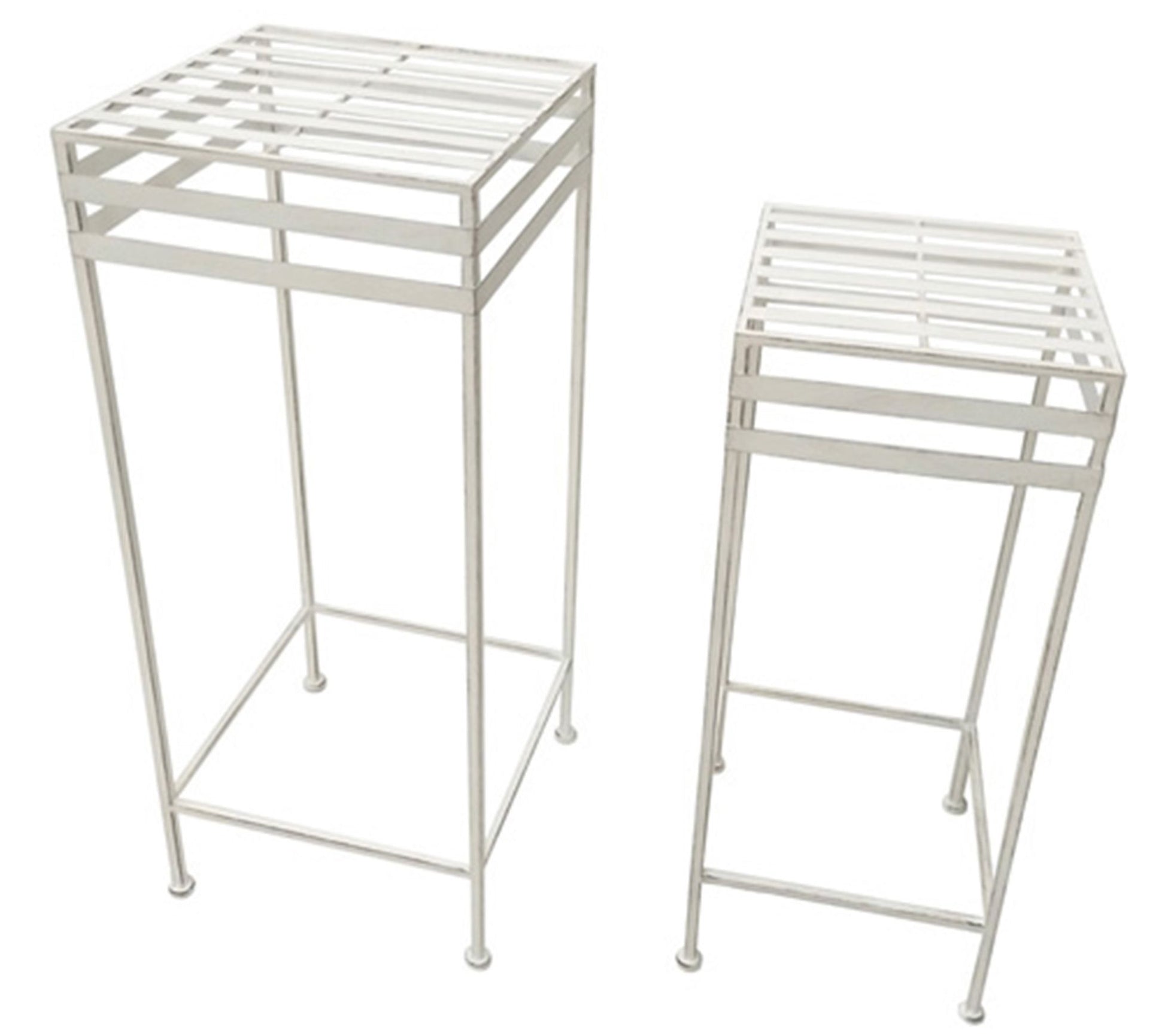 White Iron Plant Stands, Two Nested by Santa'sWorkshop