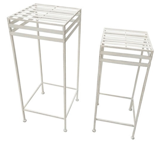 White Iron Plant Stands, Two Nested by Santa'sWorkshop