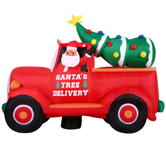 Christmas Time 6-Ft. Pre-Lit Christmas Tree Tru ck Inflatable