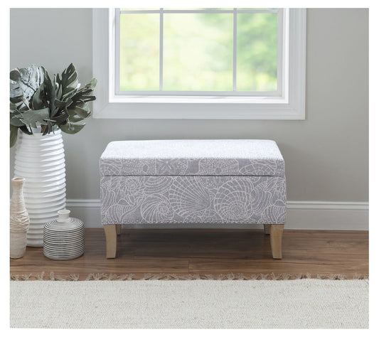Linon Home Decor Juliet Upholstered Storage Ottoman Seashell